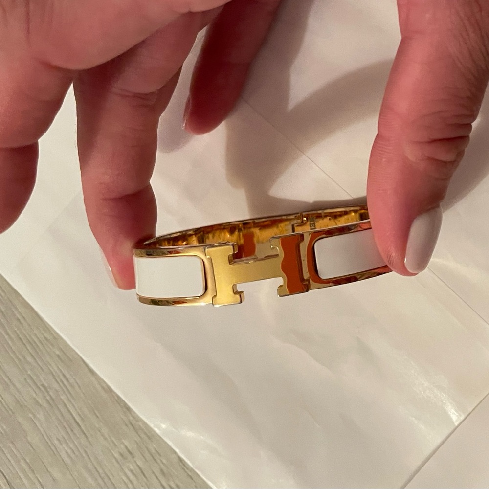 Hermes Clic H bracelet white and gold
